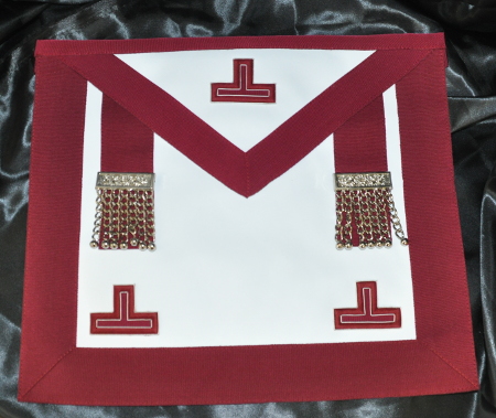Provincial Stewards Apron [Embroidered Levels] & Badge - Leather - Maroon - Click Image to Close